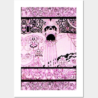 PINK BLACK PSYCHEDELIC SKULL, BUTTERFLIES,OWLS AND FANTASTIC CREATURES Fantasy Posters and Art